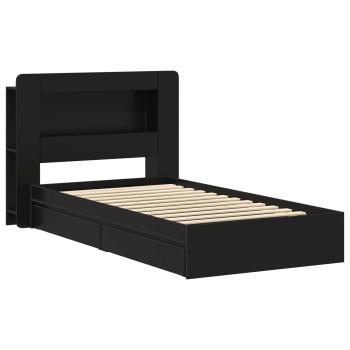 Bettgestell mit Stauraum Schwarz 75 x 190 cm Holzwerkstoff