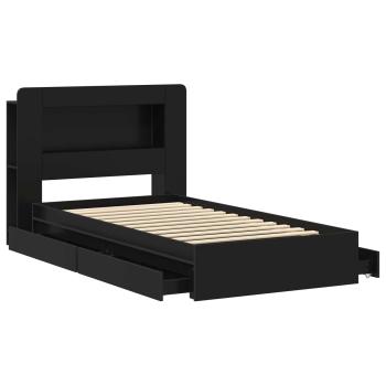 Bettgestell mit Stauraum Schwarz 75 x 190 cm Holzwerkstoff