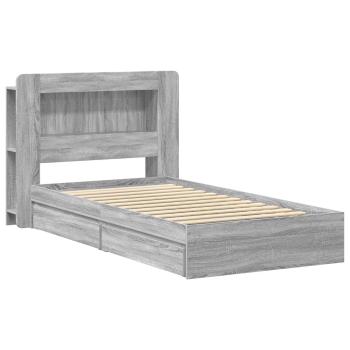 Bettgestell mit Stauraum Grau Sonoma 75 x 190 cm Holzwerkstoff