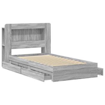Bettgestell mit Stauraum Grau Sonoma 75 x 190 cm Holzwerkstoff