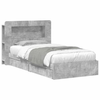 Bettgestell mit Stauraum Betongrau 90 x 190 cm Holzwerkstoff