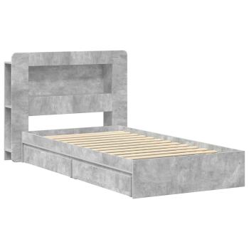 Bettgestell mit Stauraum Betongrau 90 x 190 cm Holzwerkstoff
