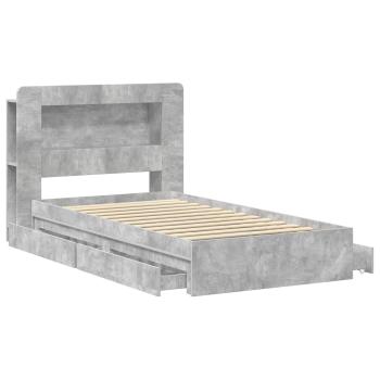 Bettgestell mit Stauraum Betongrau 90 x 190 cm Holzwerkstoff