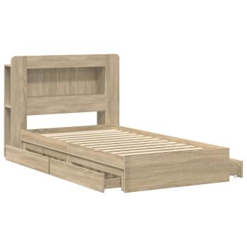 Bettgestell mit Stauraum Sonoma-Eiche 90 x 200 cm Holzwerkstoff