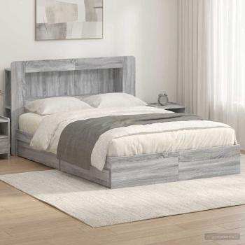 ARDEBO.de - Bettgestell mit Stauraum Grau Sonoma 140 x 200 cm Holzwerkstoff