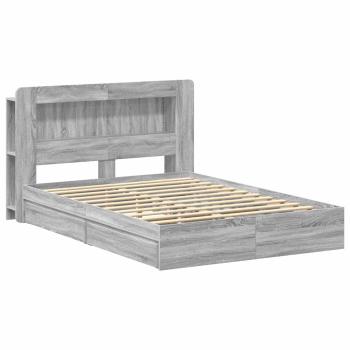 Bettgestell mit Stauraum Grau Sonoma 150 x 200 cm Holzwerkstoff