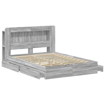 Bettgestell mit Stauraum Grau Sonoma 150 x 200 cm Holzwerkstoff