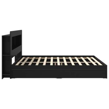 Bettgestell mit Stauraum Schwarz 200 x 200 cm Holzwerkstoff