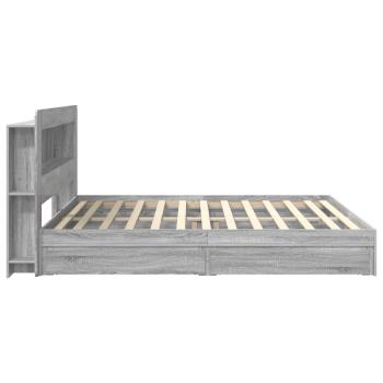 Bettgestell mit Stauraum Grau Sonoma 200 x 200 cm Holzwerkstoff