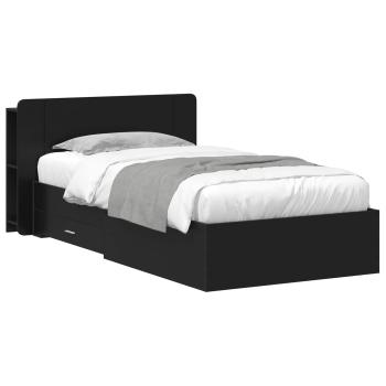 ARDEBO.de - Bettgestell mit Stauraum Schwarz 75 x 190 cm Holzwerkstoff