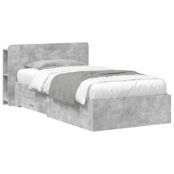 ARDEBO.de - Bettgestell mit Stauraum Betongrau 75 x 190 cm Holzwerkstoff