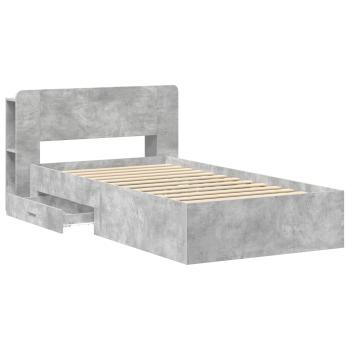 Bettgestell mit Stauraum Betongrau 75 x 190 cm Holzwerkstoff