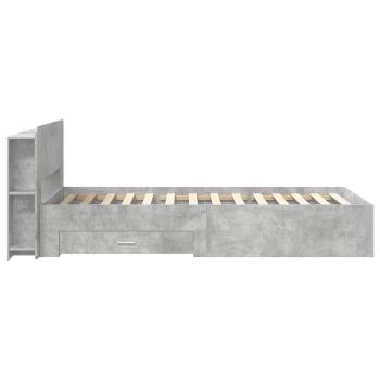 Bettgestell mit Stauraum Betongrau 75 x 190 cm Holzwerkstoff