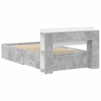 Bettgestell mit Stauraum Betongrau 75 x 190 cm Holzwerkstoff
