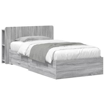 Bettgestell mit Stauraum Grau Sonoma 80 x 200 cm Holzwerkstoff