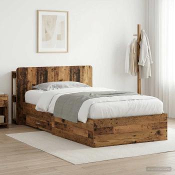 ARDEBO.de - Bettgestell mit Stauraum Altholz 80 x 200 cm Holzwerkstoff