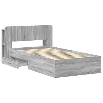 Bettgestell mit Stauraum Grau Sonoma 90 x 200 cm Holzwerkstoff