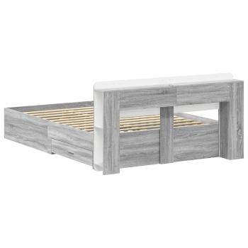 Bettgestell mit Stauraum Grau Sonoma 140 x 200 cm Holzwerkstoff