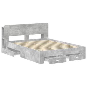 Bettgestell mit Stauraum Betongrau 150 x 200 cm Holzwerkstoff