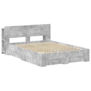 Bettgestell mit Stauraum Betongrau 160 x 200 cm Holzwerkstoff