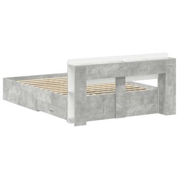 Bettgestell mit Stauraum Betongrau 160 x 200 cm Holzwerkstoff