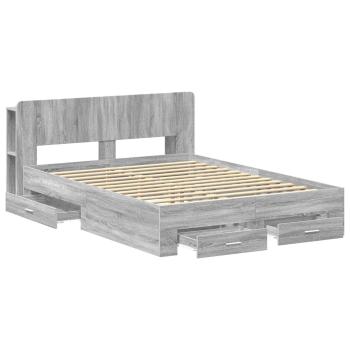Bettgestell mit Stauraum Grau Sonoma 160 x 200 cm Holzwerkstoff