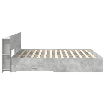Bettgestell mit Stauraum Betongrau 200 x 200 cm Holzwerkstoff