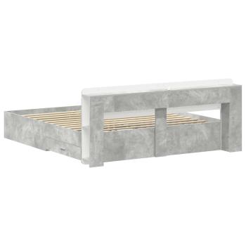 Bettgestell mit Stauraum Betongrau 200 x 200 cm Holzwerkstoff