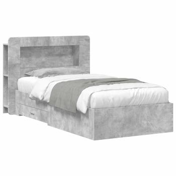 ARDEBO.de - Bettgestell mit Stauraum Betongrau 75 x 190 cm Holzwerkstoff