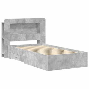 Bettgestell mit Stauraum Betongrau 75 x 190 cm Holzwerkstoff