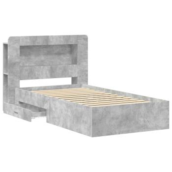 Bettgestell mit Stauraum Betongrau 75 x 190 cm Holzwerkstoff