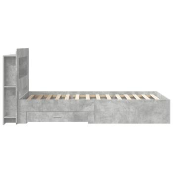 Bettgestell mit Stauraum Betongrau 75 x 190 cm Holzwerkstoff