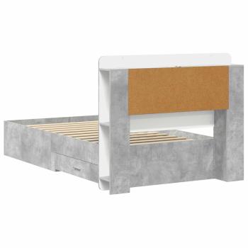 Bettgestell mit Stauraum Betongrau 75 x 190 cm Holzwerkstoff