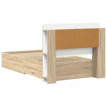 Bettgestell mit Stauraum Sonoma-Eiche 75 x 190 cm Holzwerkstoff