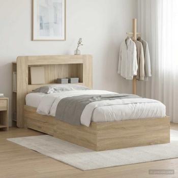 ARDEBO.de - Bettgestell mit Stauraum Sonoma-Eiche 80 x 200 cm Holzwerkstoff