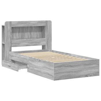 Bettgestell mit Stauraum Grau Sonoma 100 x 200 cm Holzwerkstoff