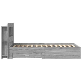 Bettgestell mit Stauraum Grau Sonoma 90 x 200 cm Holzwerkstoff