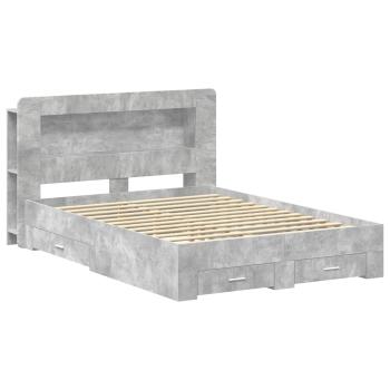 Bettgestell mit Stauraum Betongrau 160 x 200 cm Holzwerkstoff