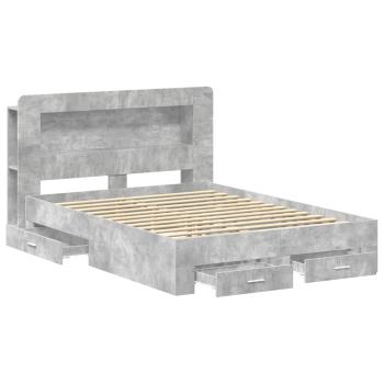 Bettgestell mit Stauraum Betongrau 160 x 200 cm Holzwerkstoff