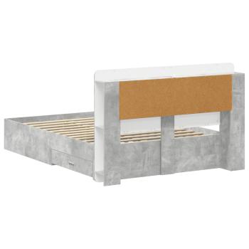 Bettgestell mit Stauraum Betongrau 160 x 200 cm Holzwerkstoff