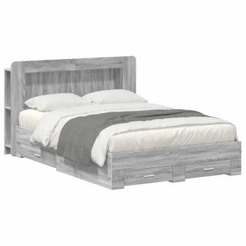 ARDEBO.de - Bettgestell mit Stauraum Grau Sonoma 160 x 200 cm Holzwerkstoff