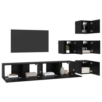 TV-Schrankset 6 Stk. Schwarze Eiche Holzwerkstoff