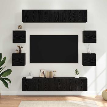 ARDEBO.de - TV-Schrankset 8 Stk. Schwarze Eiche Holzwerkstoff