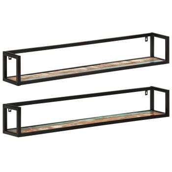ARDEBO.de - Wandregale 2 Stk. 110x17x17 cm Altholz Massiv und Eisen