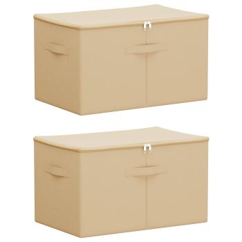 Aufbewahrungsbox 2 stk. Vliesstoff 60 x 43 x 35 cm 90,3 L Creme