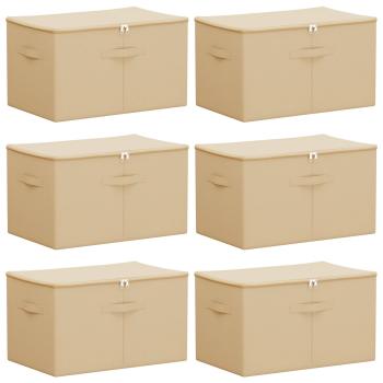 Aufbewahrungsbox 6 stk. Vliesstoff 60 x 43 x 35 cm 90,3 L Creme