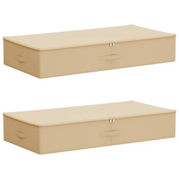Aufbewahrungsbox 2 stk. Vliesstoff 90 x 48 x 15 cm 64,8 L Creme