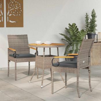 ARDEBO.de - Gartenstühle 2 stk. Grau und Dunkelgrau Poly-Rattan und Akazie