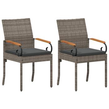 Gartenstühle 2 stk. Grau und Dunkelgrau Poly-Rattan und Akazie