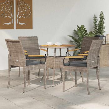 ARDEBO.de - Gartenstühle 4 stk. Grau und Dunkelgrau Poly-Rattan und Akazie